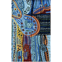 Aboriginal Art Handmade (8&#39;x 5&#39;) Wool Rug (Chainstitched) (244cm x 152cm) - Two Sisters