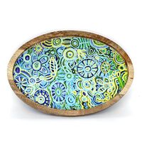 Better World Aboriginal Art Timber Resin Oval Platter - Ngarrindjeri Country