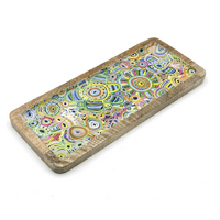 Better World Aboriginal Art Wooden Tray (31cm x 13cm)  - Ramindjeri (Water Dreaming)