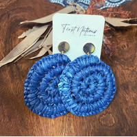 First Nations Fashionista - Handmade Aboriginal Art Woven Earrings (Blue with studback)