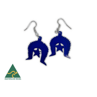 Torres Strait Island Handmade Dhari Earrings - Blue