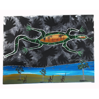 David Miller Aboriginal Art/Painting Stretched Canvas (40cm x 30cm) - Goanna Dreaming (1)