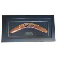 Framed Handpainted Aboriginal Dot Art Boomerang (35cm) Large (49cm x 25cm)