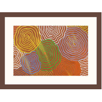 Framed Aboriginal Art Print [40cm x 30cm] - Bush Flowers