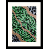 Framed Aboriginal Art Print [40cm x 30cm] - Bush Leaves 