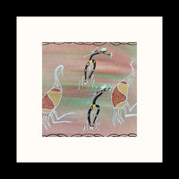 Framed Aboriginal Art Print (20cm x 20cm) - Brolga