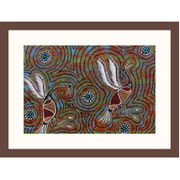 Framed Aboriginal Art Print [40cm x 30cm] - Brolga