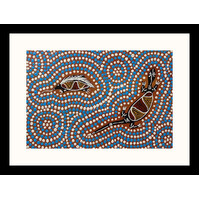 Framed Aboriginal Art Print [40cm x 30cm] - Echidna/Lizard