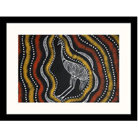 Framed Aboriginal Art Print [40cm x 30cm] - Dinnewan The Emu