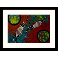 Framed Aboriginal Art Print [40cm x 30cm] - Nesting Goannas