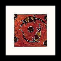 Framed Aboriginal Art Print (20cm x 20cm) - Oola the Lizard