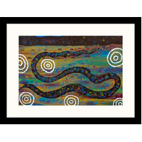 Framed Aboriginal Art Print [40cm x 30cm] - Rainbow Serpent