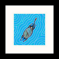 Framed Aboriginal Art Print (20cm x 20cm) - Wayamba the Turtle