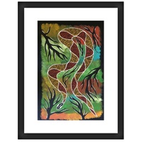 Framed Aboriginal Art Print [30cm x 40cm] - Snake on Country