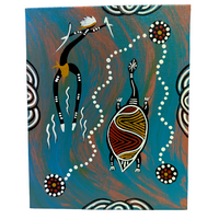 Dreamtime Kullilla Aboriginal Art Canvas Board (8x10) w/- stand - Freshwater Turtle