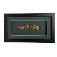 Framed Maruku Arts Aboriginal Traditional Carved (18cm) Small Booomerang