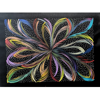 Raintree Aboriginal Art UNStretched Canvas (60cm x 45cm) - Bush Medicine Leaves with Seed (Multi)