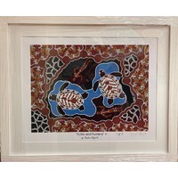 Stephen Hogarth Aboriginal Art Framed Limited Edition Print - Turtle &amp; Hunters (No 2 of 5)