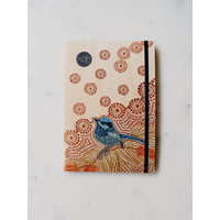 Koh Living Aboriginal Art A5 Ruled Journal with Wood Cover - The Blue Wren