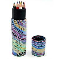 Handmade Paper Aboriginal Art Coloured Pencils (Set 12) Tube - Dogwood Tree Dreaming
