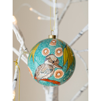 KOH Living Aboriginal Art GIFBOXED Xmas Bauble  (8cm) - Kookaburra Dreaming 