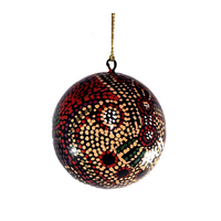 Better World Aboriginal Art Lacquered Xmas Ball Decoration - Kunga Kutjara (Two Sisters)