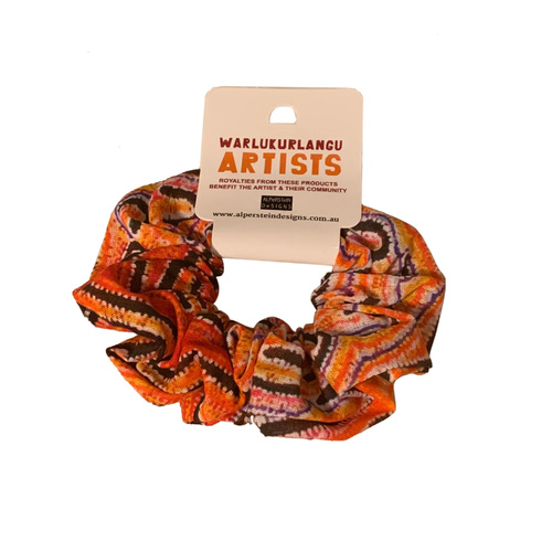 Warlukurlangu Aboriginal design Hair Scrunchy - Dogwood Tree Dreaming