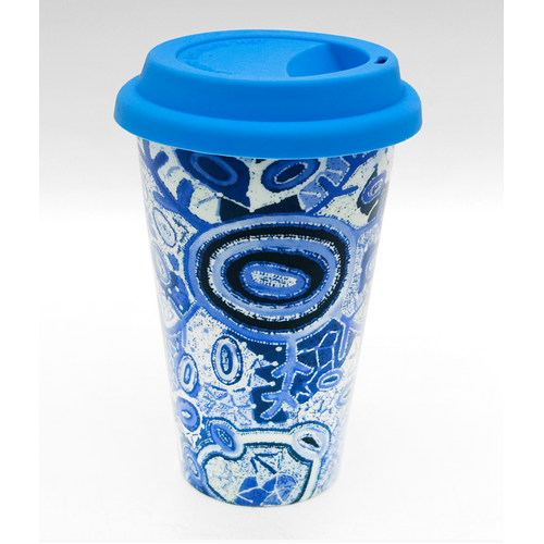 Better World Aboriginal Art Double Insulated Porcelain Travel Mug -  Pikilyi