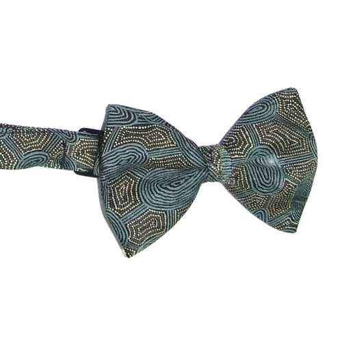 Yijan Aboriginal design Polyester Bowtie -  Women Travel Dreaming (Slate)
