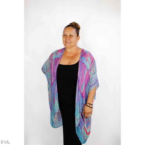 Saretta Aboriginal Art Cotton/Viscose Open Kaftan - Witma Generations