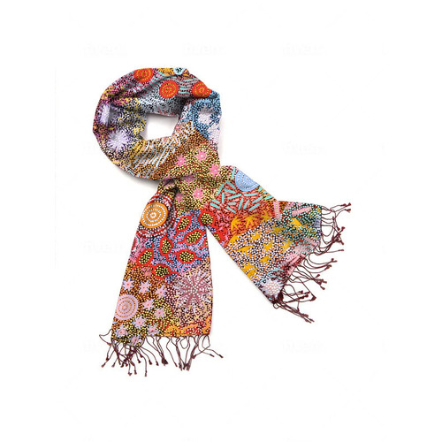 Koh Living Aboriginal Art Polyester Cashmere Scarf (70cm x 180cm) - Grandmother's Country