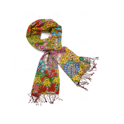 Koh Living Aboriginal Art Polyester Cashmere Scarf (70cm x 180cm) - Bush Flowers Blooming