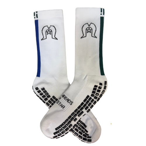 Athe Threads ADULT Crew Grip Dhari Socks - White [US8-US11]