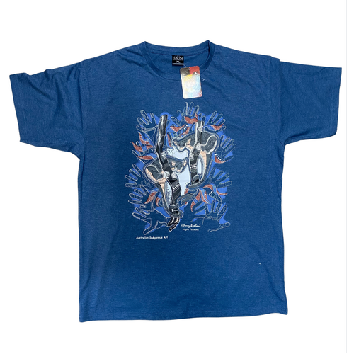 Night Possums (Blue Marle) - Aboriginal Design T-Shirt [size: Small]