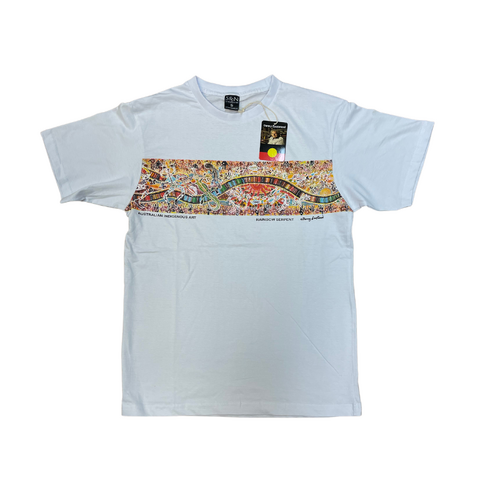 Rainbow Serpent [White] - Aboriginal design T-Shirt [size: Large]
