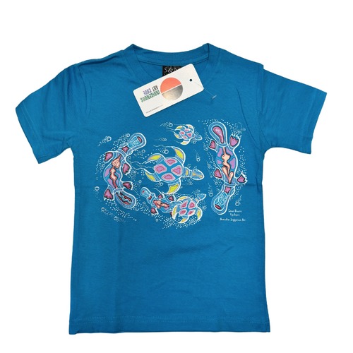 Children's Aboriginal Design T-Shirt - Egg Layers [Cyan]