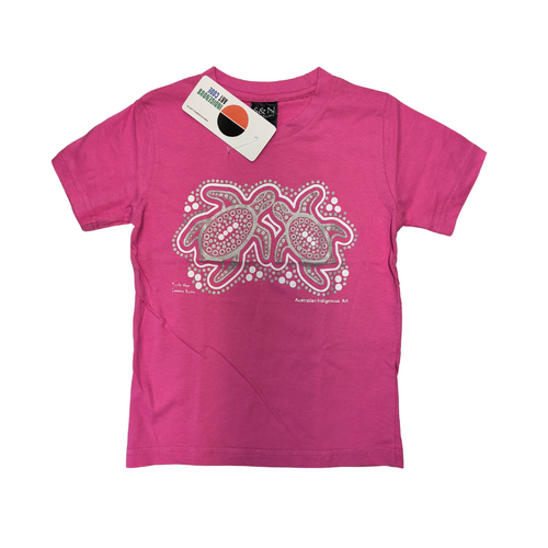 Children's Aboriginal Design T-Shirt - Turtle Nest [Hot Pink]