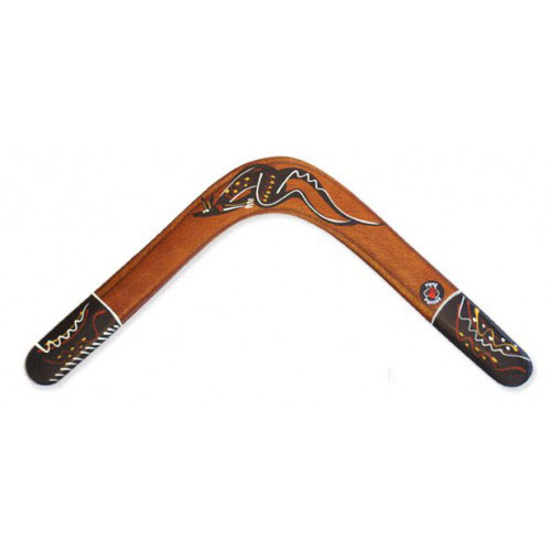 Handpainted Aboriginal Art Returning 3 Ply Boomerang - Traditional  [Size: Large 45cm]