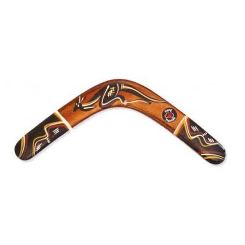 Handpainted Aboriginal Art Returning 3 Ply Boomerang - Traditional  [Size: Small 35cm]