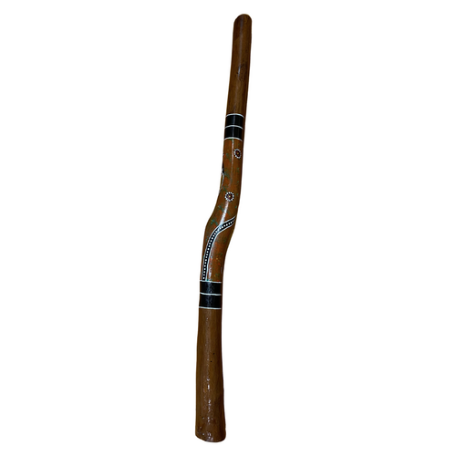 Eucalyptus handpainted Ironbark Didgeridoo [1.3m] - Kangaroo and Warrior (Orange/Red)