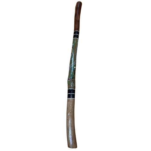 Eucalyptus handpainted Ironbark Didgeridoo [1.3m] - Lizard and Warrior (Brown/Green)