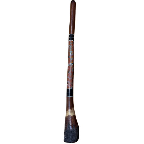 Eucalyptus (Ironbark) Handpainted Didgeridoo (1.52m) - Bell with Kangaroo (Red/Orange)