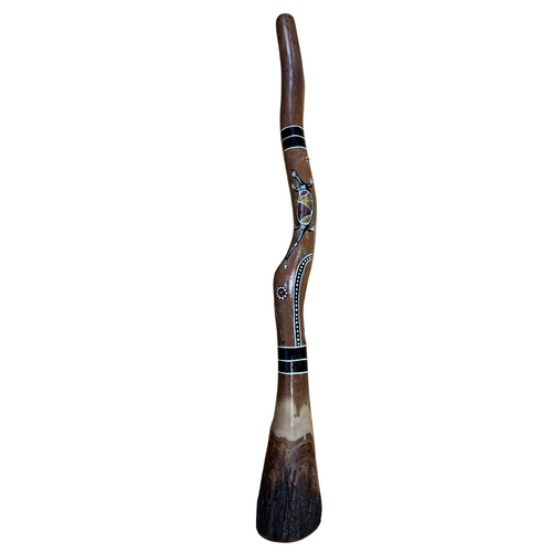 Eucalyptus (Ironbark) Handpainted Didgeridoo (1.15m) - Flared End with Lizard (Orange)