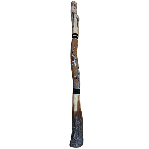 Eucalyptus (Ironbark) Handpainted Didgeridoo (1.37m) - Flared End with Emu (Orange)