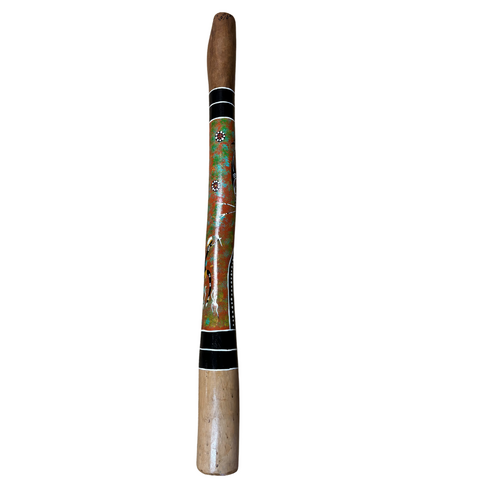 Eucalyptus (Boxwood) handpainted Didgeridoo (1.05M) Emu (Orange/Green)