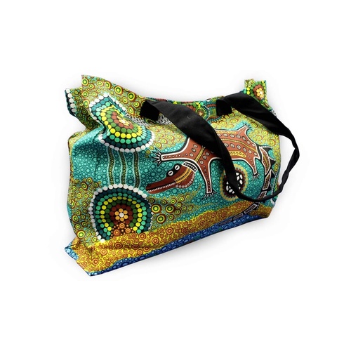 Bunabiri Aboriginal Art Canvas Bag - Crocodile Dreaming