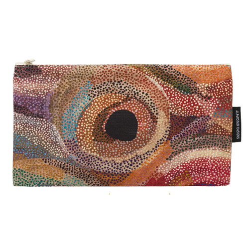 Martumili Aboriginal Art Cotton Zip Bag - Punmu Waterholes