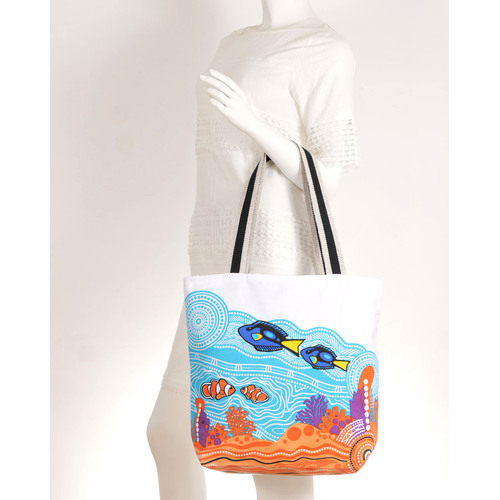 Diwana Dreaming Washed Cotton Canvas Shoulder/Sling Bag (43cmx38cm) - Blue Tang Serenade