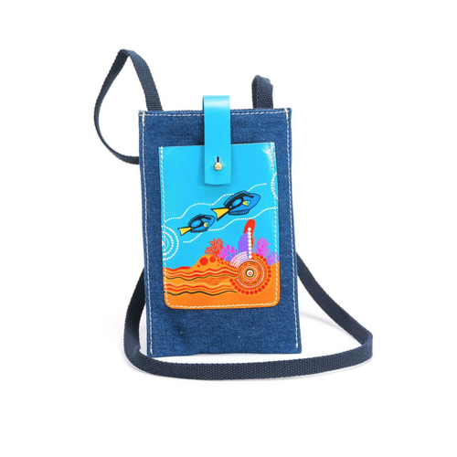 Diwana Dreaming Denim/Leather XBody Smartphone Case (20cm x 12.5cm) - Blue Tang Serenade