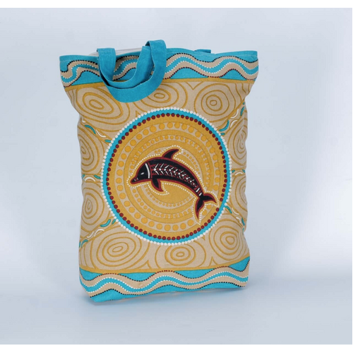 Muralappi Journey Cotton Canvas Shopping Bag (34cm x 40cm x10cm) - The Dolphin